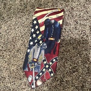 Vintage Ralph Marlin Civil War Uniform Patriotic Red Blue Tie 1999